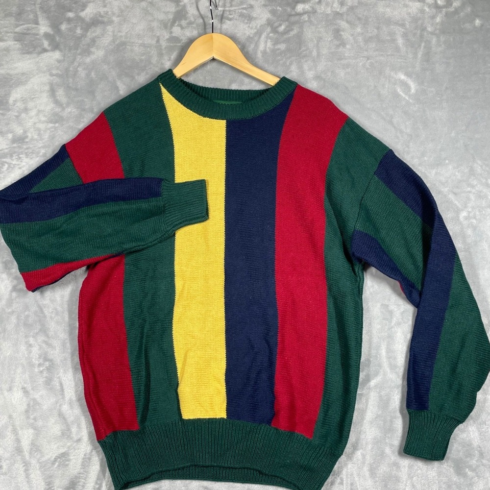 Vintage American Eagle Outfitters Striped Colorblock Crewneck Sweater Men's L